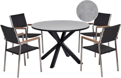 MALETTO/GROSSETO - Tuinset 4-zits - Grijs/Zwart - Aluminium/PE rotan