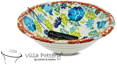 Blauw Groene schaal Flowergarden 24 x 9 cm