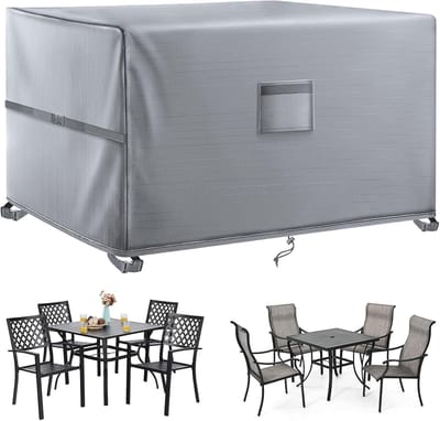 Famanu – Tuinmeubelhoezen - waterdichte tuinmeubelhoes - 200 x 160 x 70 cm - terrastafelhoezen - 420D zwaar belastbare Oxford-stof - rotan meubelhoes - winddicht - anti-uv - voor terras - buiten - grijs
