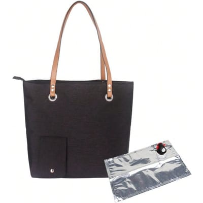 Sac portable pour vin rouge Sac à glace Sac portable de plage pour vin rouge Isolation Sac d'isolation thermique grande capacité noir