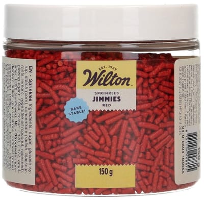 Wilton Jimmies - Rood - 150g - Eetbare Taartdecoratie - Strooisels voor Cakes, Cupcakes en Koekjes