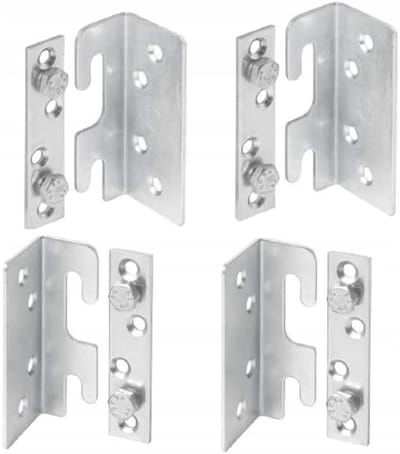 Bedbeslag Set - Bedverbinder Haken - Bedden Koppelen - Verzinkt IJzer - 4 Set - Zilver