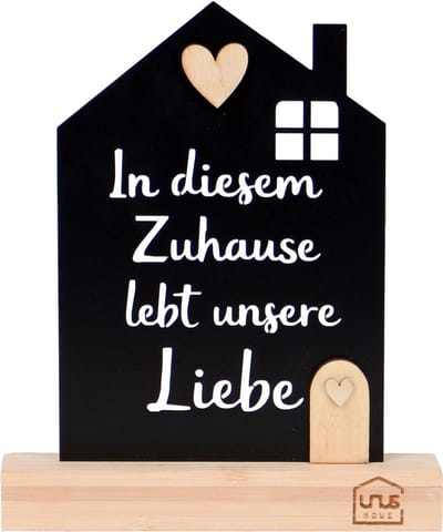 UNUS decoratieve huisopsteller met tekst "in dit huis woont onze liefde"