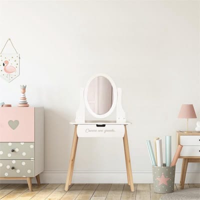 Kaptafel - Shminktafel - Opmaaktafel incl. Spiegel - 109 cm hoog - Toilettafel - Meisjes - Kinderkamer