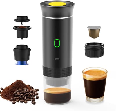Ynkkvre - Draagbare Espresso Apparaat – Mini Koffiemachine – 3-in-1 Reis Espresso Apparaat – Camping en Autogadget Koffiemachine – 7500mAh batterij & 20 bar druk – Koud/warme extractie – 6-in-1 capsule compatibiliteit