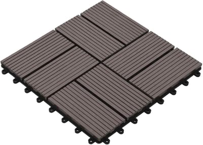 Terrastegels WPC - Dektegels Buiten vloer - Terras Verfraaien - Weerbestendig Materiaal - 30 x 30 cm - Donkerbruin