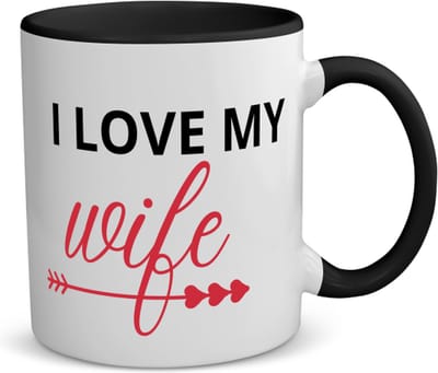 Akyol - i love my wife koffiemok - theemok - zwart - Liefde - je vrouw - valentijnsdag - verjaardagscadeau - cadeau voor vriendin - 350 ML inhoud