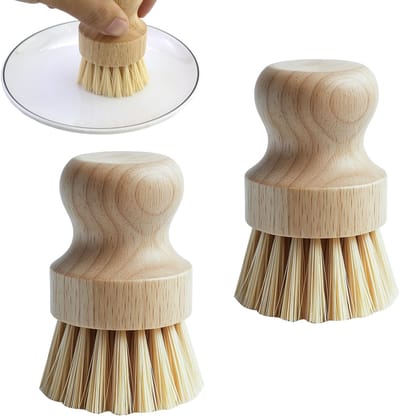 Dailygoods- Groenteborstel 2 Stuks - Houten Borstel - Nylon Borstels - Champignonborstel - Keukenspoelbak - Afmetingen 11,2 x 8,7 x 5,4 cm - Afwasborstel