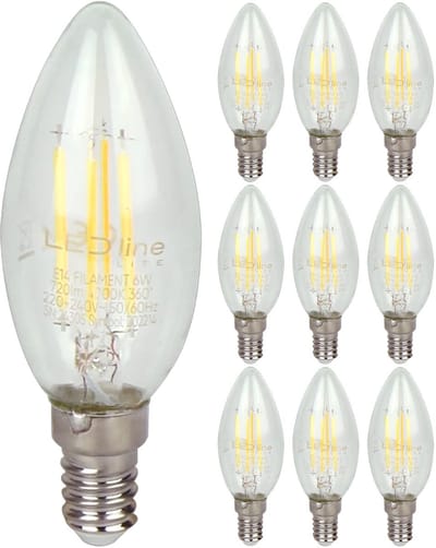 LED line LITE LED Filament Kaarslamp C35 E14 - 6W (vervangt 60W) - 720lm - Ø35mm - 230V - Energiezuinig - 10 stuks
