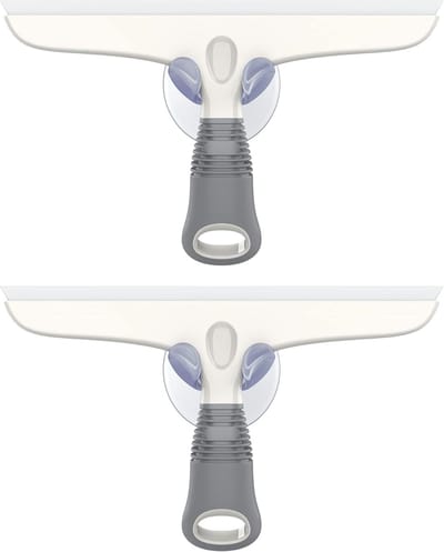 Famanu - Multifunctionele siliconen raamtrekker-set 25 cm met zuighaak, wit-grijs, set van 2
