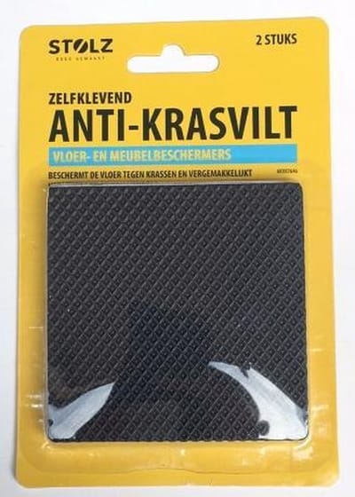 Stolz - Anti-krasvilt zelfklevend - Krasviltjes - Vierkant - Vloer- en meubelbeschermers - 2 stuks - 8,5 x 8,5 cm - Eenvoudig op maat te maken