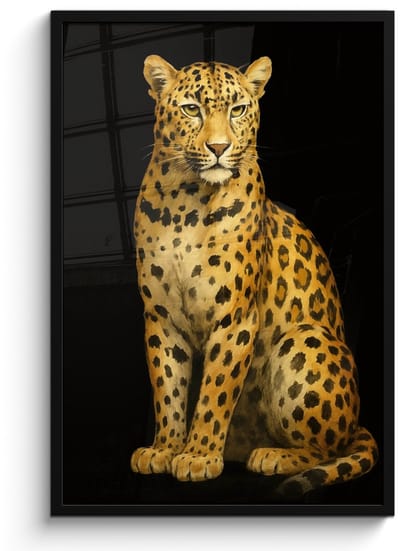 Poster in lijst - Fotolijst 60x90 cm - Posters - Panter - Realistisch - Bruin - Posterlijst zwart - Decoratie - Wanddecoratie woonkamer - Muurdecoratie slaapkamer