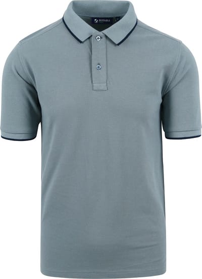 Suitable Respect Polo Tip Ferry Steel Groen - Maat S - Heren - Polo shirt Heren met Korte mouw