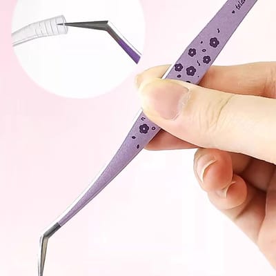 Gebogen Pincet - Hobby Pincet - Kleine Decoratie Plaatsen - Ergonomisch Handvat - 13 cm Lengte - Paars