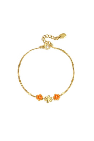 Armband met gekleurde bloemetjes - Goud - Verkleurt niet - Cadeau