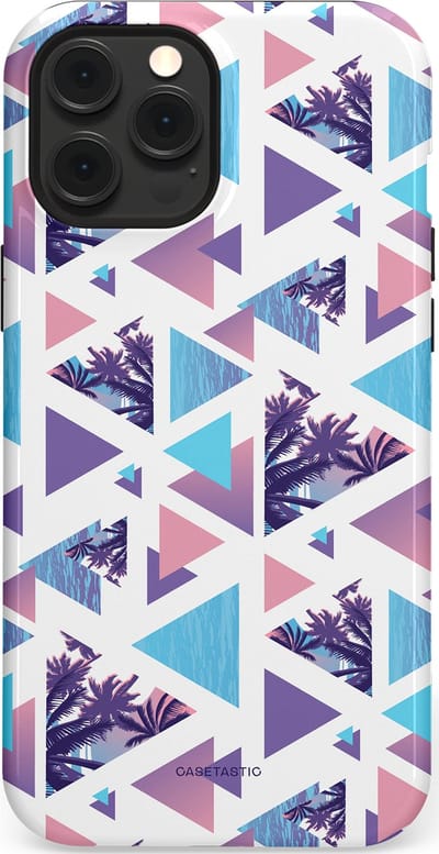 Casetastic Hoesje Geschikt voor Apple iPhone 12 Pro Max Magsafe - Stijlvolle Beschermende Duo-layer Case - Zomervibe geometrie