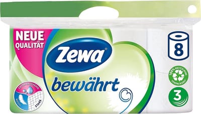 Zewa Toiletpapier, 3-laags, wit, 8 rollen