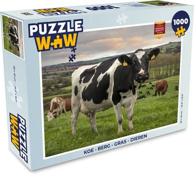 Puzzel Koe - Berg - Gras - Dieren - Legpuzzel - Puzzel 1000 stukjes volwassenen