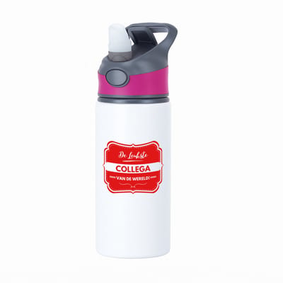 Hacebo® - De leukste collega waterfles met rietje roze - Collega - een collega - werk - afscheidscadeau - verjaardagscadeau - water fles - 650ML