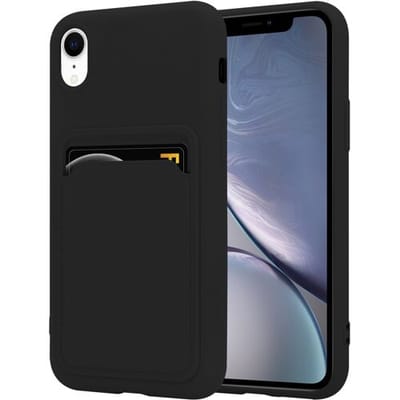 ShieldCase Siliconen hoesje met pasjeshouder geschikt voor iPhone X / 10 & iPhone Xs - hoesje met pashouder - ruimte voor pasjes - optimale berscherming - Zwart