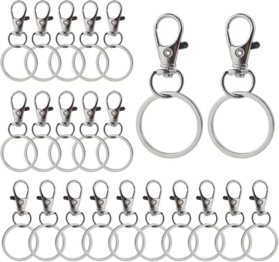 Dailygoods- Sleutelhangers 22 Stuks - Karabijnhaken/Sleutelringbanden - Sleutelhangerclips - Antislip Haken - Flexibel Ontwerp - Hoogwaardig Metaal - Sleutelring