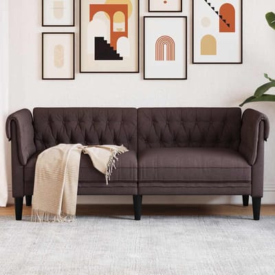 vidaXL - Tweezitsbank - Chesterfield-stijl - stof - donkerbruin