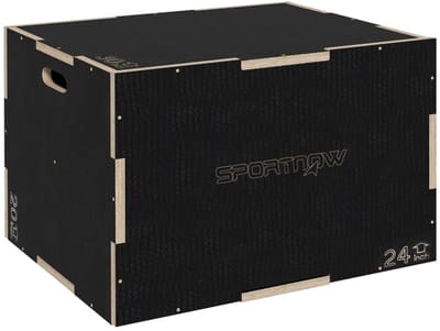 Houten Plyobox - Springbox - Plyo box met Handgrepen - in Hoogte Verstelbaar - Jump Box - Plyo Boxen - Fitness Box - Fitness Kist - Crossfit Box - Krachttraining - Fitness - 41/51/61 cm -Zwart