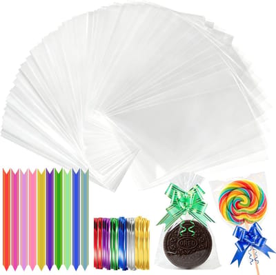 Cadeaupapier, transparant, verpakking, snoepzak, cellofaan, zakjes | Mini-zakjes, 8 x 12 cm, 300 stuks, voor het verpakken van koekjes, chocolade, Kerstmis (transparant, 12 x 8 cm, 300 stuks)