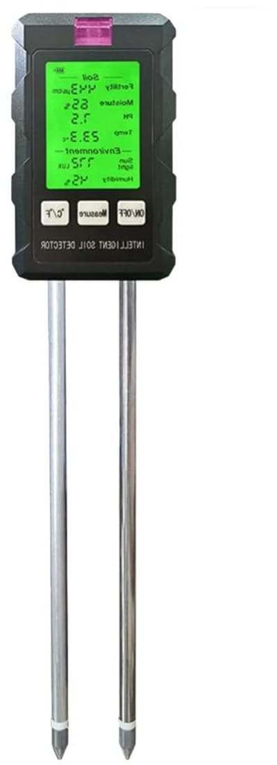 Bodemtester 6-in-1 - Vochtmeter Planten - Planten Verzorgen - HD Verlicht Display - 49 x 40 x 222 mm - Zwart