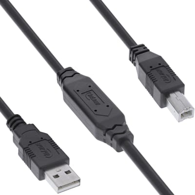 InLine actieve USB-A - USB-B kabel | USB2.0 | 10 meter