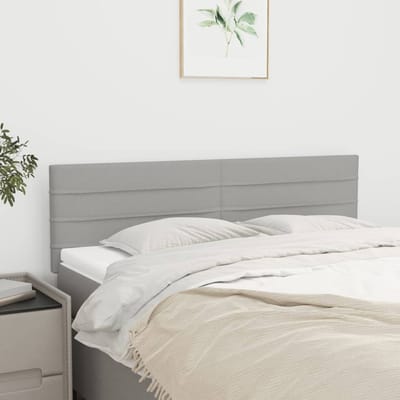 vidaXL - Hoofdborden - 144x5x78/88 - cm - stof - lichtgrijs