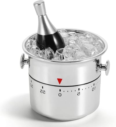 Retro mechanische keukentimer in champagne-emmervorm, 60 minuten, luid alarm, ideaal voor koken en bakken, nostalgisch design, duurzaam ABS-kunststof, 9 x 6,8 cm