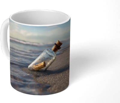 Mok - Koffiemok - Glazenfles - Post - Zee - Zand - Mokken - 350 ML - Beker - Koffiemokken - Theemok