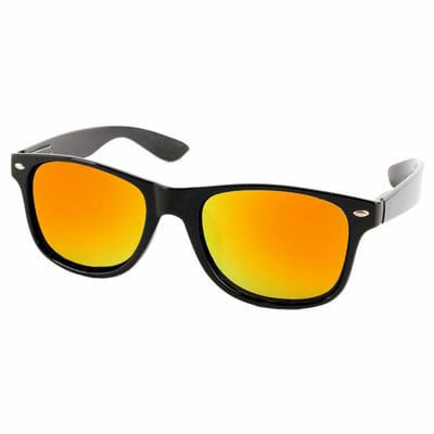 Fako Sunglasses® - Zwarte Zonnebril Met Goud/Rode Spiegelglazen - Heren Zonnebril - Dames Zonnebril - UV400 - Zwart - Spiegel Goud/Rood