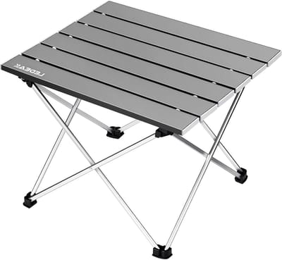 Compacte Opvouwbare Campingtafel van Aluminium met Draagtas - Ideaal voor Picknick, Strand en Wandelen, Grijs, Middelgroot
