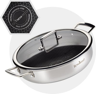 Rosmarino HexaPRO Hapjespan 28cm met Deksel - Hapjespan - Braadpan - Braadpan Inductie - Hapjespan Inductie - Braadpannen - Geschikt voor alle warmtebronnen