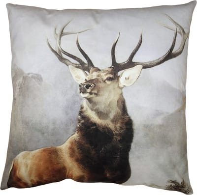 Clayre & Eef Kussenhoes 45x45 cm Bruin Grijs Polyester Hert