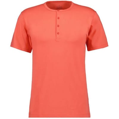 Ragman T-Shirt Serafino Round Neck Uni Pima Cotton Coral / male