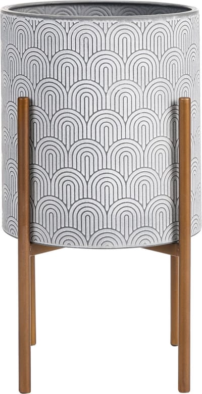 AUBRIETA - Bloempot - Lichtgrijs - 31 x 31 x 58 cm - Metaal