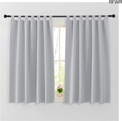 RFWR® Verduisterende Gordijnen met Lussen - Thermische Isolatie voor Woonkamer en Slaapkamer - 2 Stuks, 140x137cm, Zilvergrijs