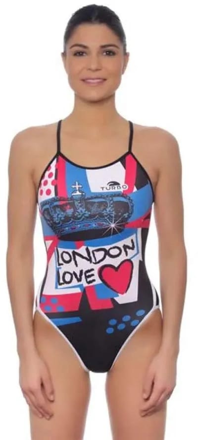 Turbo London Love Badpak Met Dunne Bandjes Zwart 13-14 Years Meisje