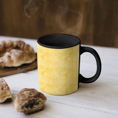 Magische Mok - Foto op Warmte Mokken - Koffiemok - Frans - Citroen - Strepen - Wit - Geel - Magic Mok - Beker - 350 ML - Theemok