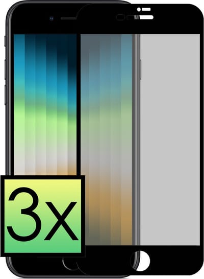 Screenprotector - 3 Stuks - Geschikt voor Apple iPhone SE (2022) - Privacy Filter - Beschermglas - Gehard Glas - Tempered Glass - Screen Protector - Anti Spy - Full Display Cover