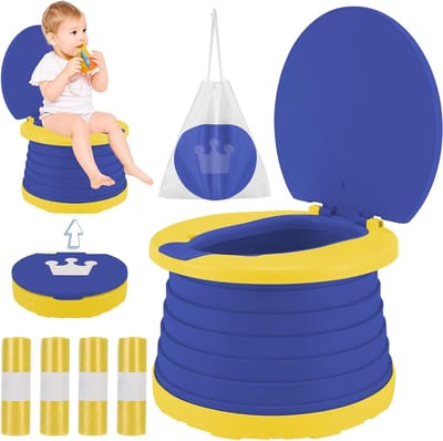 Draagbaar Toilet - Reispotje Kinderen - Zindelijkheidstraining Onderweg - Inklapbaar Ontwerp - 24 x 5 cm - Blauw