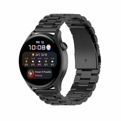 By Qubix - Stalen schakelband - Zwart - geschikt voor Huawei Watch GT 6 / GT 7 / GT 6 pro / GT 7 pro - 46mm