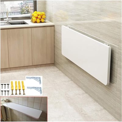 Klaptafel Wandmontage - Opklapbaar Bureau - Ruimte Besparen - Veilig Afgeronde Hoek - 40 x 30 cm - Wit