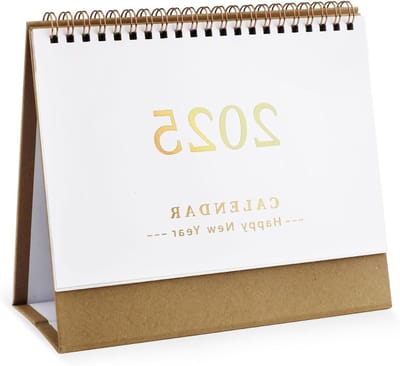 Academische Bureau Kalender 2024-2025 - Staande Flip Kalender 19x16cm voor School, Kantoor en Thuisgebruik, Juli 2024 tot December 2025 (Goud)