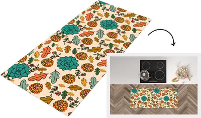 Keukenloper - Loper keuken - Herfst - Bloemen - Patronen - 120x50 cm - Keukenloper vinyl
