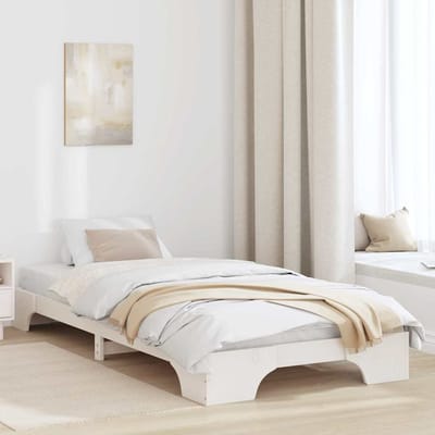 vidaXL - Bedframe - Wit - 100 - x - 200 - cm - Massief - grenenhout