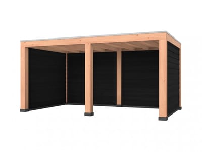 Douglas overkapping, 500 x 300, met achterwand en twee zijwanden, Westwood Modern Basic zwart